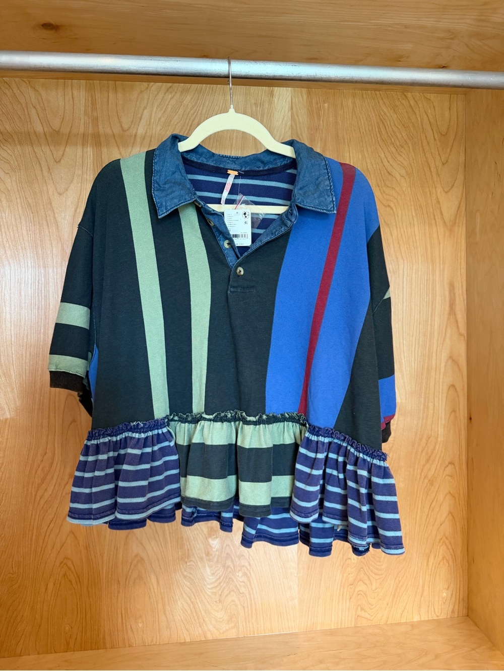 Free People Harbor Stripped Top - Black, Blue & Green - Picture 4 of 4